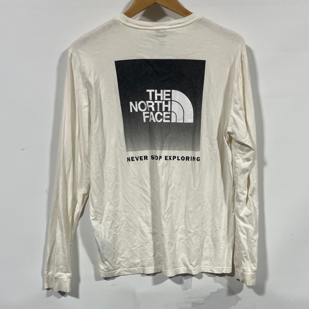 The North Face Long Sleeve Logo Tee in Off-White with Black Logo - Picture 3 of 3